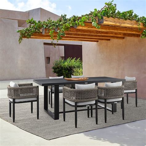 Alegria Outdoor Patio 7-Piece Dining Table Set in Aluminum with Grey ...