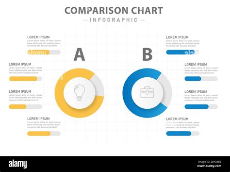 Infographic template for business. 2 Side Comparison chart diagram with circle, presentation ...