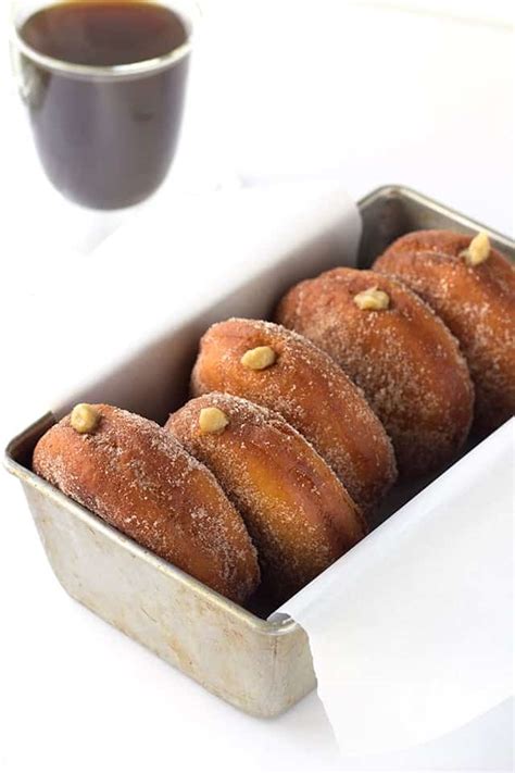 Coffee Custard Filled Donuts - Cookie Dough and Oven Mitt