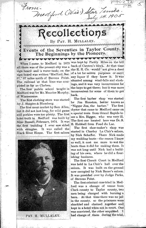 Recollections | Newspaper Article/Clipping | Wisconsin Historical Society