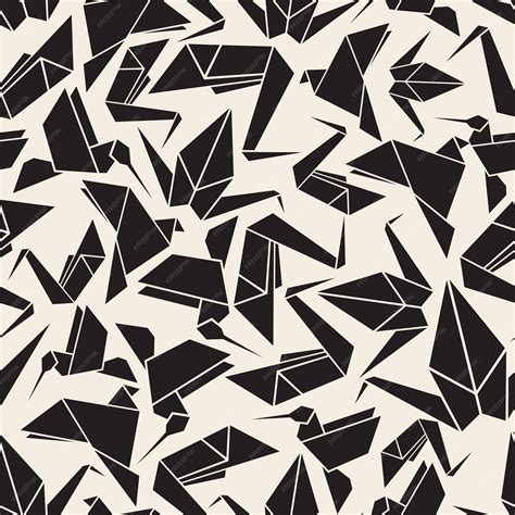 Premium Vector | Seamless monochrome origami bird pattern background