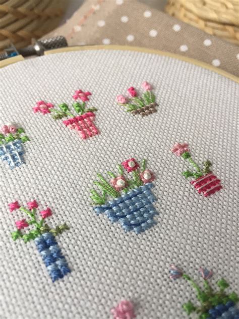 COMPLETED STITCH mini flowers cross stitch Floral counted | Etsy