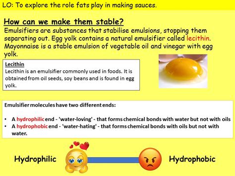 Emulsification - function of fats (food science) | Teaching Resources