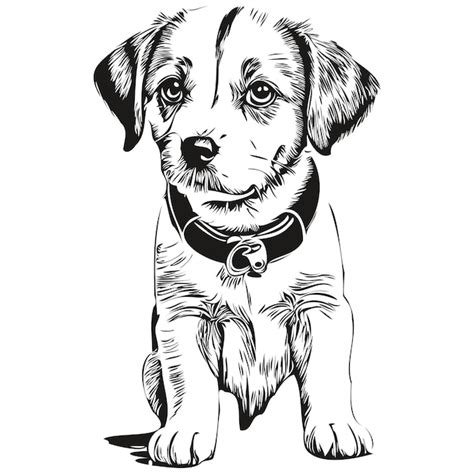 Premium Vector | A black and white drawing of a dog with a collar that ...