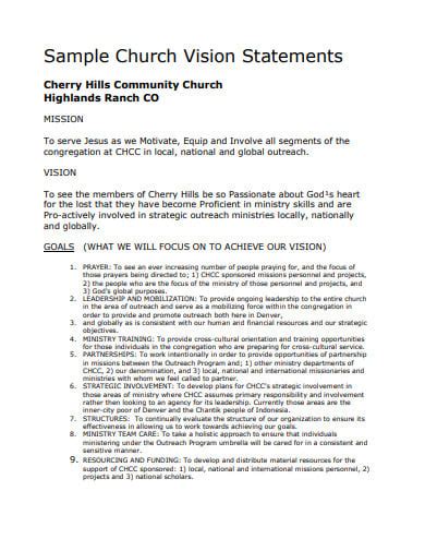 10+ Church Vision Statement Templates in PDF | Word | Free & Premium ...