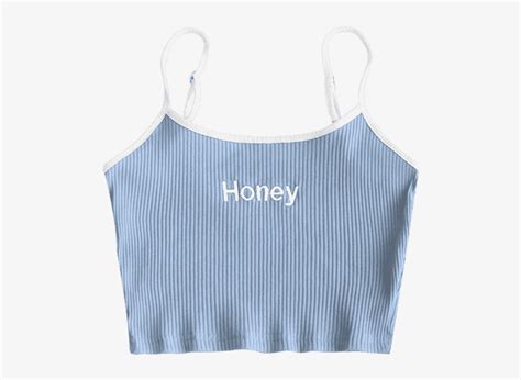 Ribbed Cropped Honey Embroidered Tank Top - Honey Crop Top Transparent ...