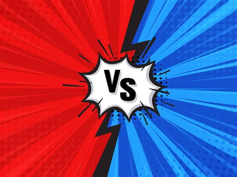 Comic Fighting Cartoon Background.Red Vs Blue. Vector Illustration ...