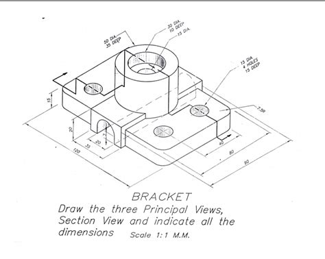 Solved Plate No. 2 - BRACKET: Three Principal Views and | Chegg.com