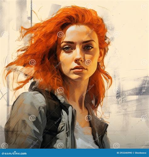 Urban and Edgy Painting of a Woman with Orange Hair Stock Illustration - Illustration of alex ...