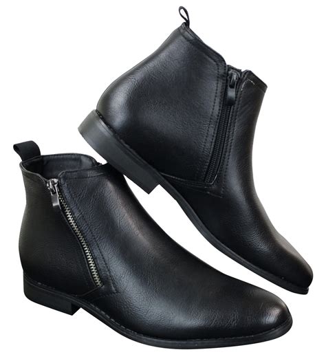 Mens PU Leather Zip-Up Ankle Boots | Happy Gentleman