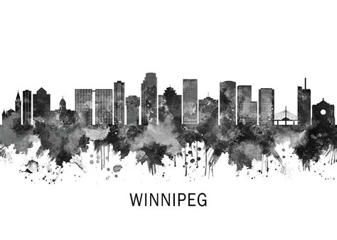 Winnipeg Manitoba Skyline BW Mixed Media by NextWay Art - Pixels