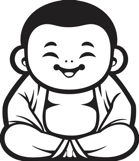Harmonious Junior Black Emblematic Buddha Zen Blossom Cartoon Kid Silhouette 44415710 Vector Art ...