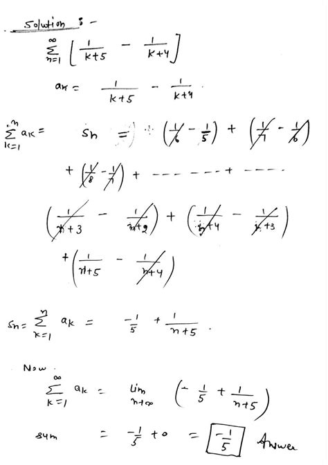 [Solved] For the following telescoping series, find a formula for the ...