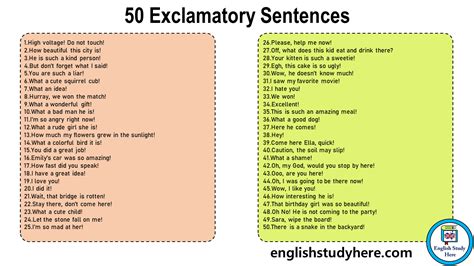 50 Exclamatory Sentences Examples in English - English Study Here