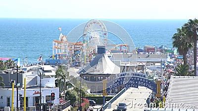 The Pier and Car Parking of Santa Monica Beach Stock Footage - Video of california, ferris ...