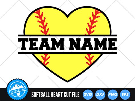 Softball Heart Frame SVG | Softball SVG Graphic by lddigital · Creative ...