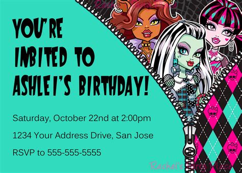 Monster High Birthday Invitations Ideas | FREE Printable Birthday ...