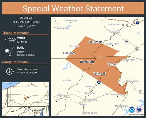 NWS State College on Twitter: "A special weather statement has been ...