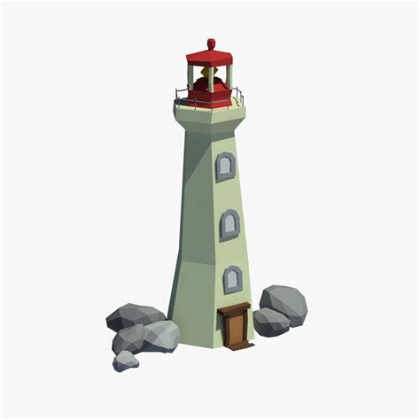 Cartoon lighthouse | 3D model | Lighthouse, 3d model, Low poly 3d models