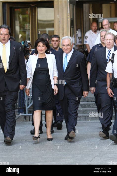 Dominique Strauss-Kahn and his wife Anne Sinclair leaving The Court 100 centre street, in ...