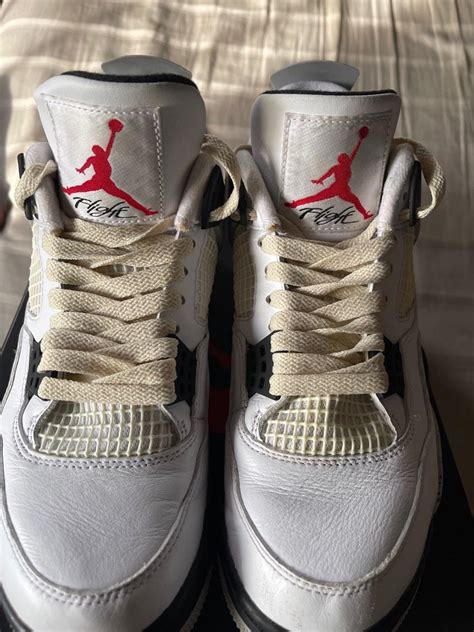 Air Jordan 4 White Cement, Men's Fashion, Footwear, Sneakers on Carousell