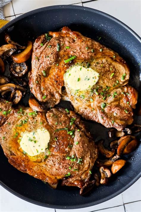 The Best Oven Broiled Ribeye Steaks with Mushrooms Recipe - Sweet Cs ...