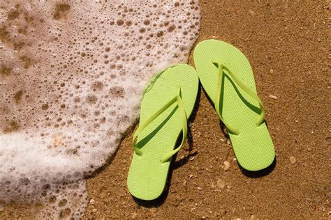 Green Flip Flops on the Beach Photograph by Teri Virbickis - Pixels