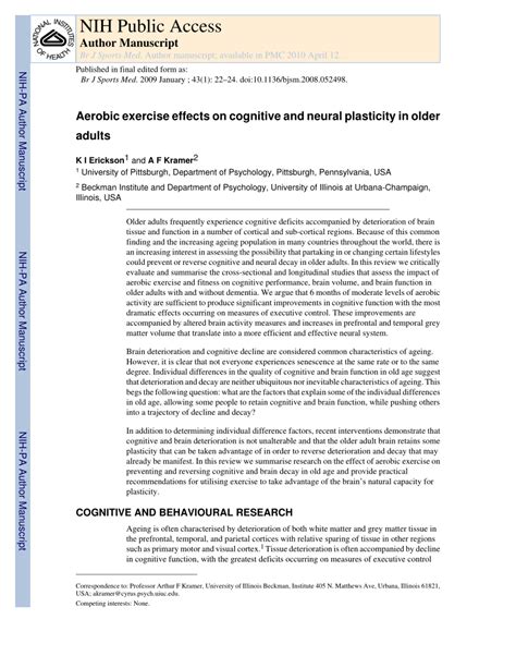 (PDF) Aerobic exercise effects on cognitive and neural plasticity in older adults