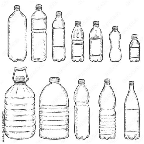 Vector Set of Sketch Plastic Bottles Stock Vector | Adobe Stock