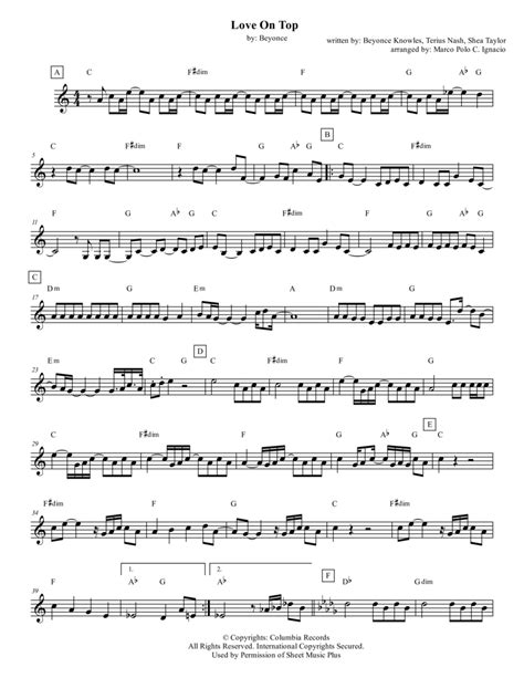 Love On Top (arr. Marco Polo C. Ignacio) by Beyonce Sheet Music for ...