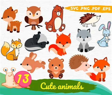 Cute Animals Svg,animal Cut Files, Woodland Animal SVG, Safari Animal ...