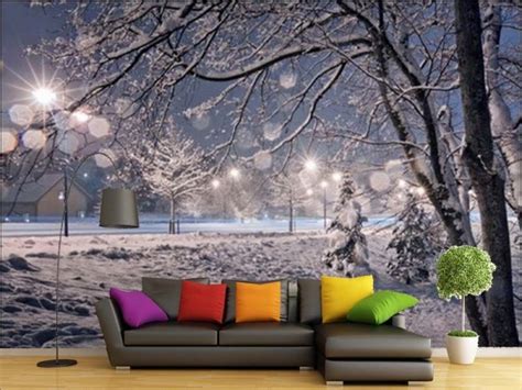 Street in Small Town at Winter | Nature WallMural | WallMural | Decor Your Walls