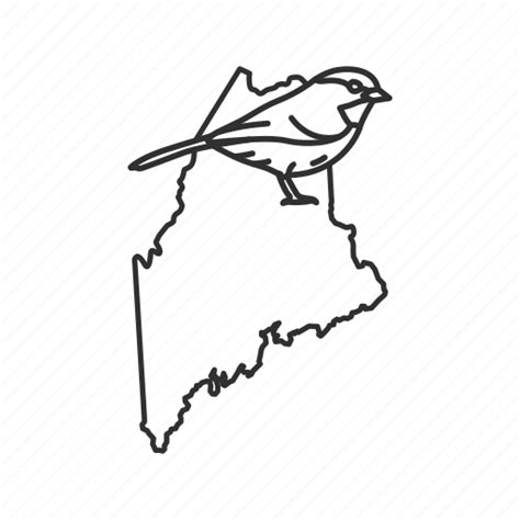 Borders, maine, map, state, state bird, state symbol, usa icon ...