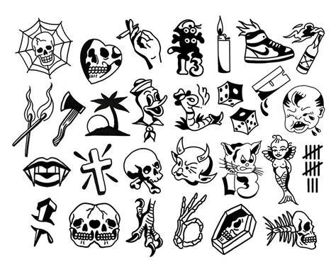 Friday the 13th flash sheet @ Gnostic Tattoo | Tattoo flash art, Tattoo flash sheet, Halloween ...