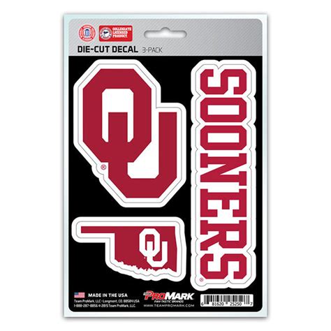 Oklahoma Sooners Set of 3 Die Cut Decal Stickers State Outline Free Sh – Hub City Sports