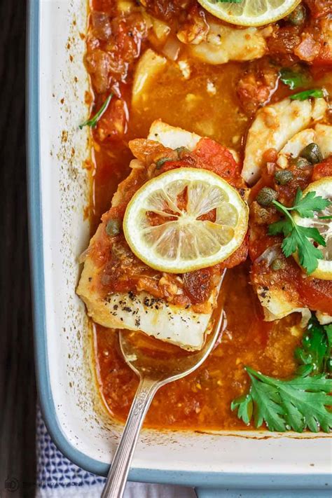 Mediterranean Baked Fish Recipe with Tomatoes and Capers (Video)