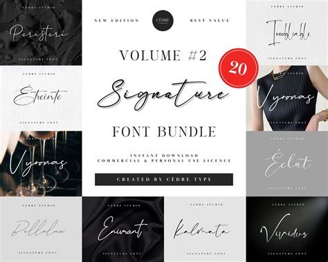 Signature Fonts Bundle 2, Cursive Signature Font OTF, Birthday Fonts ...