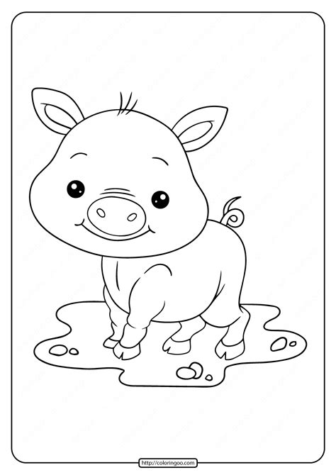 Printable Baby Cute Pig Coloring Pages