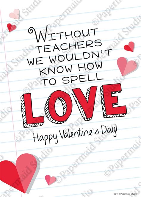 PRINTABLE Teacher Valentine Card Valentine's Day Card | Etsy