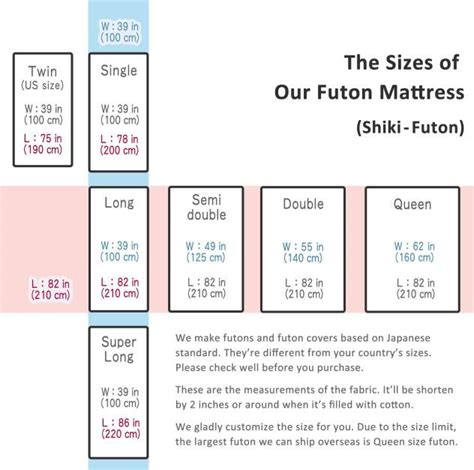 the-sizes-of-our-futon | Futon Tokyo