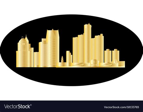 Detroit city skyline Royalty Free Vector Image