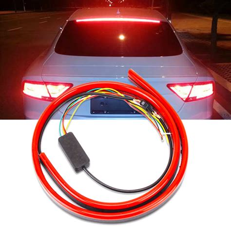 Car Additional Brake lights 100CM LED Strip Red Flexible 12V Auto High Brake Light Stop Lights ...