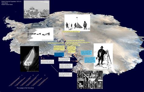 Time line and infographic, Robert Falcon Scott's journey to the South Pole and other scientific ...