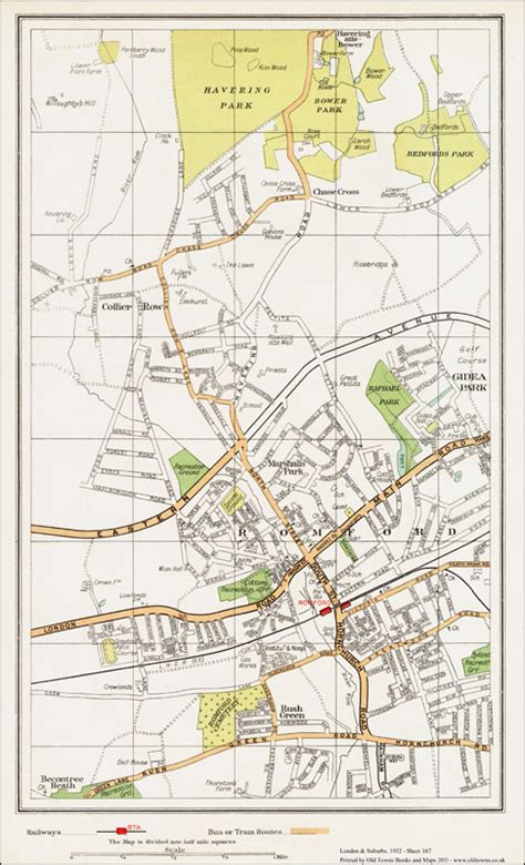 An old map of the Romford area, London in 1932 as an instant download ...