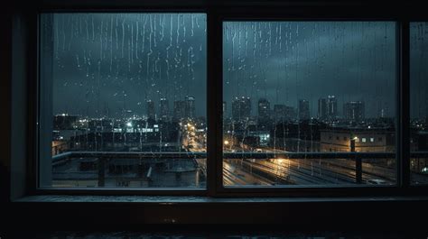 Rainy city view from the window. Night cityscape background. 24678495 Stock Photo at Vecteezy