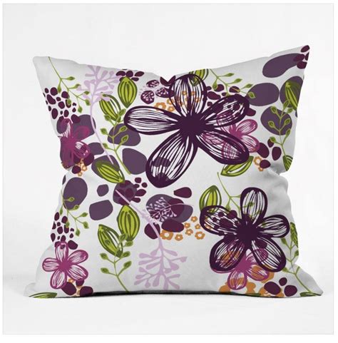 Throw Pillow, Floral, Flowers Design, Home Decor, Couch, Bed, Bedroom, Plum, Purple, Lilac ...