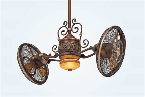 Antique Style Ceiling Fan With Light Double Fan Bronze Ornate Steampunk ...