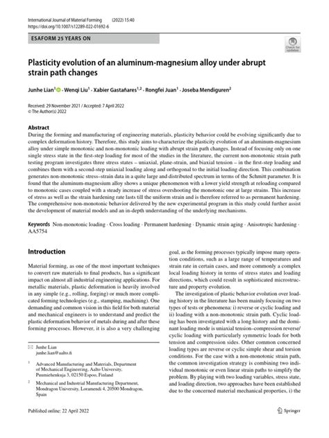 (Important) (Lian) Plasticity Evolution of An Aluminum-Magnesium Alloy Under Abrupt Strain Path ...