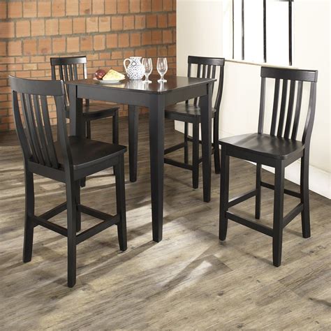 Shop Crosley Furniture Black Dining Set With Square Counter Table and Stools at Lowes.com