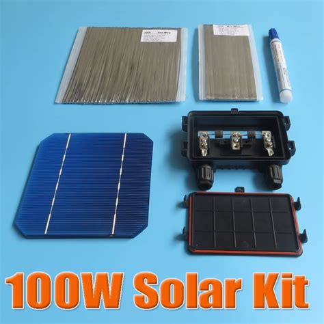 100W DIY Solar Panel Kit 5x5 125 Monocrystalline 100Watt Mono solar cell tab wire Bus wire Flux ...